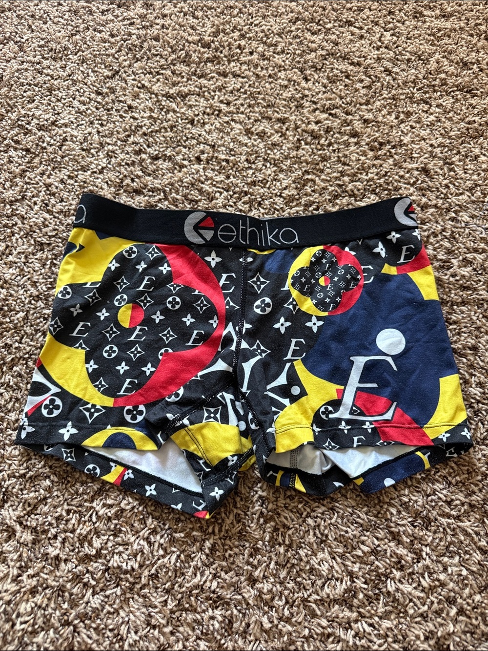 ethika Bold Graphic Boxer Briefs in Black, Yellow & Red